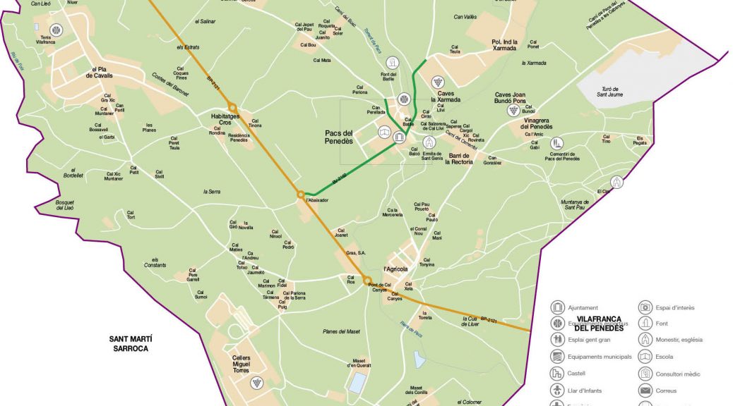 Pacs de Penedès mapa vectorial illustrator eps municipi