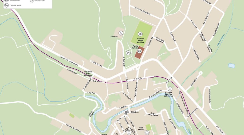 Sant Feliu de Pallerols mapa vectorial illustrator eps nucli urbà