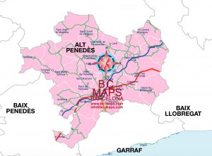 comarca Alt Penedès mapa vectorial illustrator eps municipis