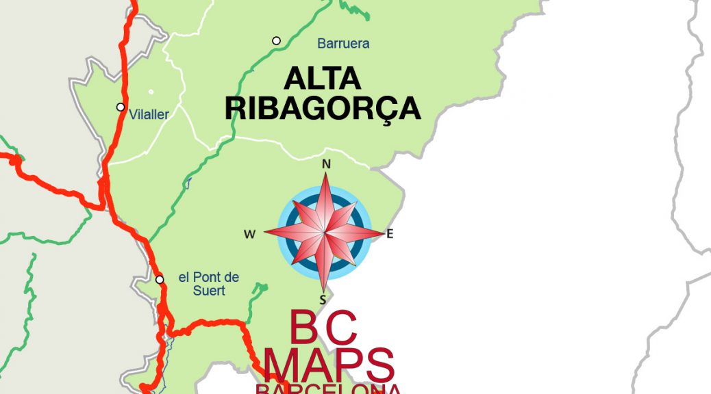 comarca Alta Ribagorça mapa vectorial illustrator eps municipis