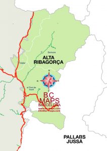 comarca Alta Ribagorça mapa vectorial illustrator eps municipis
