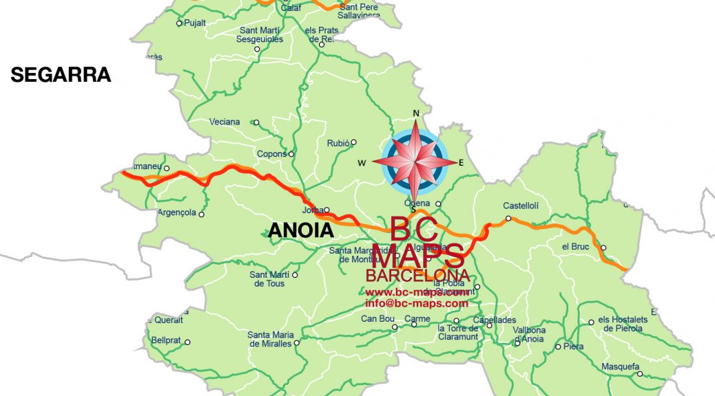 comarca Anoia mapa vectorial illustrator eps municipis