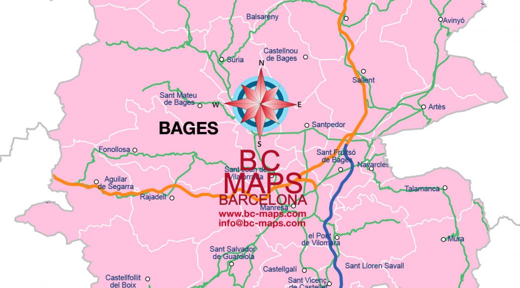 Comarca Bages mapa vectorial illustrator eps municipis