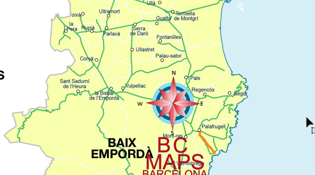 Comarca Baix Emporda mapa vectorial illustrator eps municipis