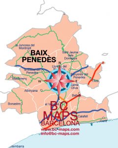 Comarca Baix Penedès mapa vectorial illustrator eps municipis Comarca Baix Penedès mapa vectorial illustrator eps municipis