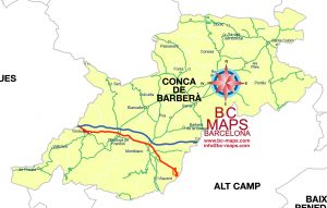 Comarca Conca de Barberà mapa vectorial illustrator eps municipis