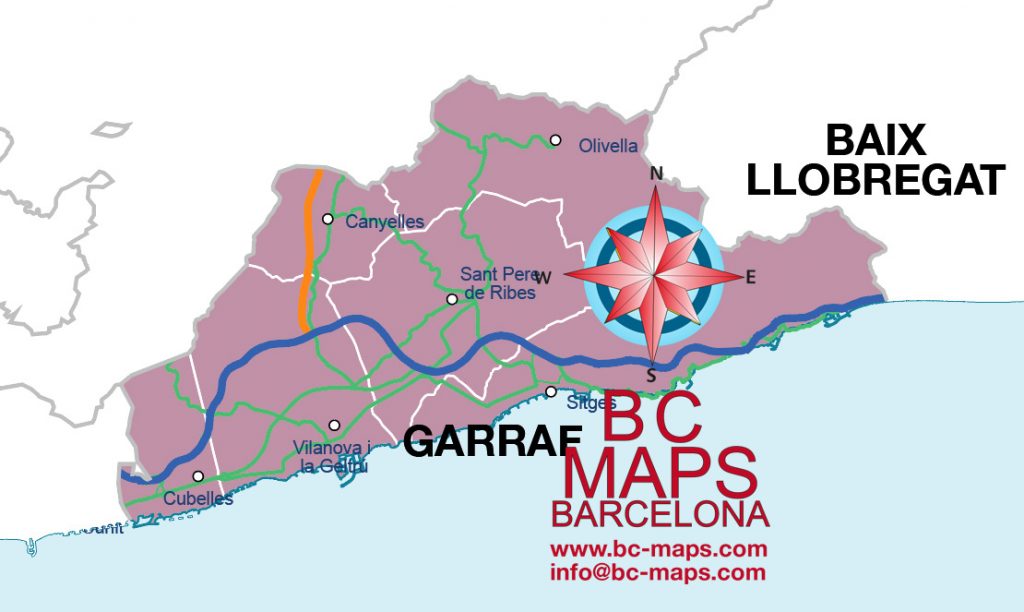 Garraf Operations Garraf mapa vectorial de la comarca en illustrator eps | Bc Maps mapa ...