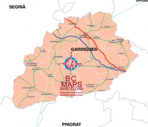 Comarca Garrigues mapa vectorial illustrator eps municipis Comarca Garrigues mapa vectorial illustrator eps municipis