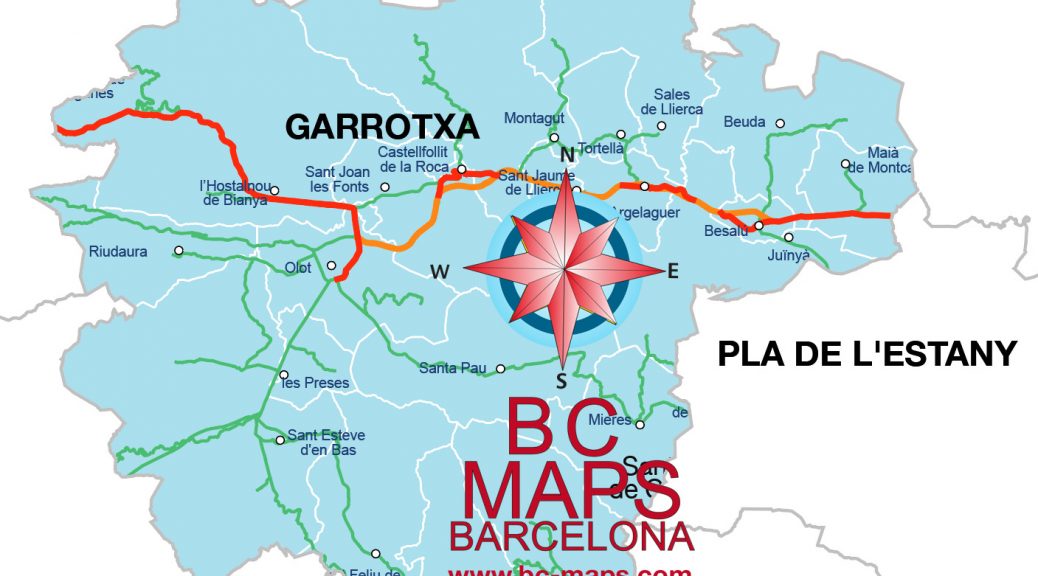 Comarca de la Garrotxa mapa vectrorial illustrator eps municipis