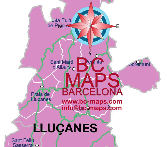 Comarca Lluçanès mapa vectorial illustrator eps municipis