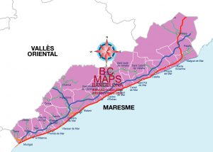 Comarca Maresme mapa vectorial illustrator eps municipis