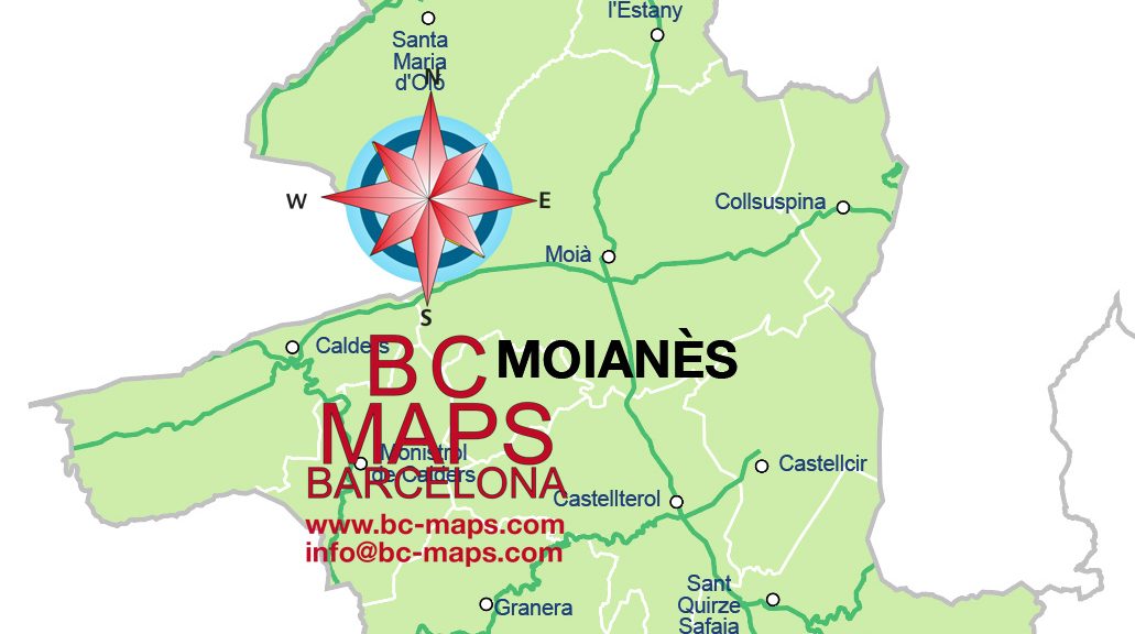 Comarca Moianès mapa vectorial illustrator eps municipis
