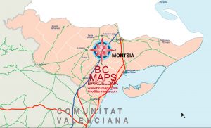 Comarca Montsià mapa vectorial illustrator eps municipis