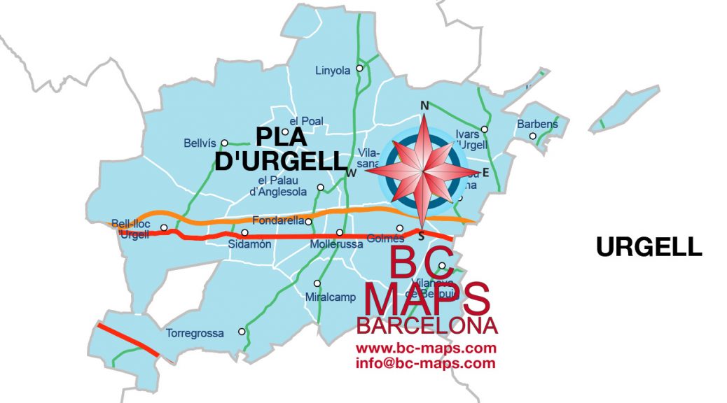 Comarca Plà d'Urgell mapa vectorial illustrator eps municipis