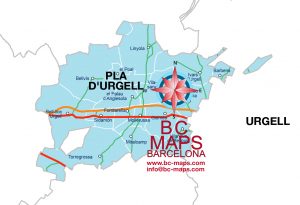 Comarca Plà d'Urgell mapa vectorial illustrator eps municipis