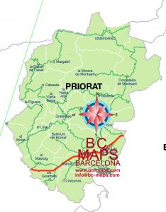 Comarca Priorat mapa vectorial illustrator eps municipis