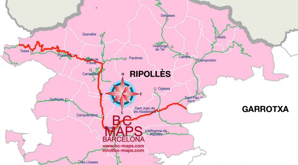 Comarca Ripollès mapa vectorial illustrator eps municipis