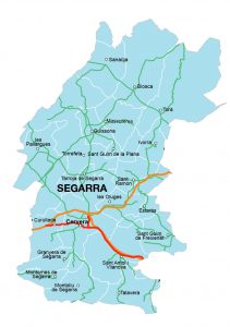 Comarca Segarra mapa vectorial illustrator eps municipis