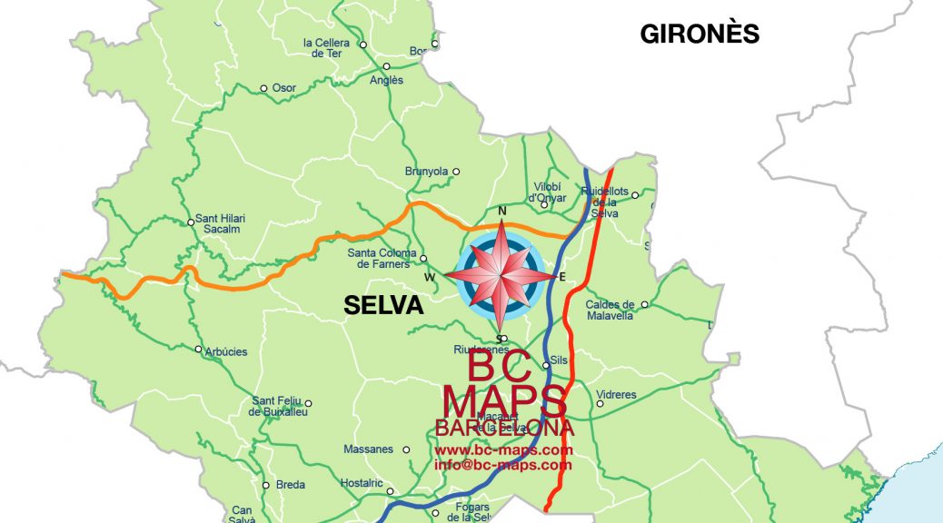Comarca Selva mapa vectorial illustrator eps municipis