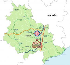 Comarca Selva mapa vectorial illustrator eps municipis