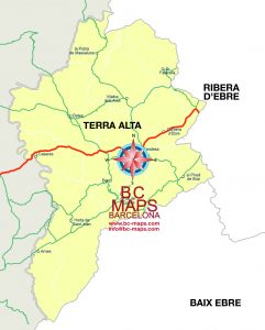 Comarca Terra Alta mapa vectorial illustrator eps municipis