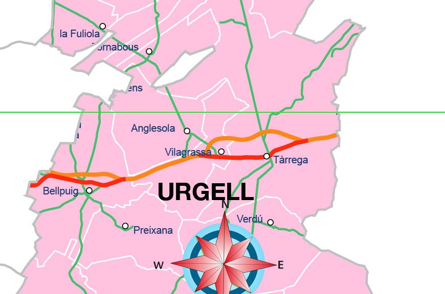 Comarca Urgell mapa vectorial illustrator eps municipis