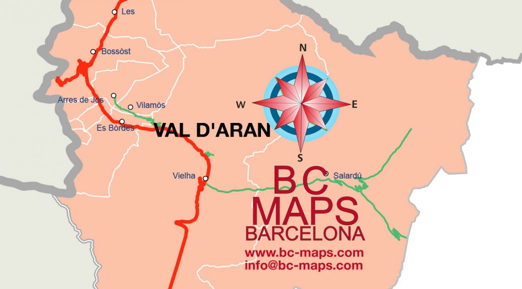 comarca Val d'Aran mapa vectorial illustrator eps municipis