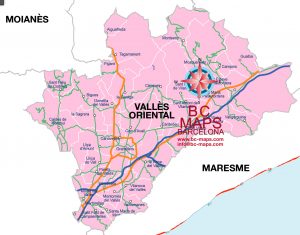 Comarca Vallès Oriental mapa vectorial illustrator eps municipis