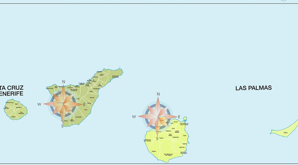 Mapa de los municipios y comarcas de Canarias