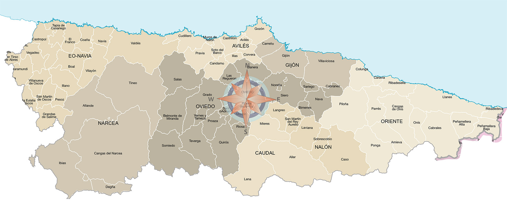 Mapa De Los Municipios De Asturias Formato Editable Vectorial 