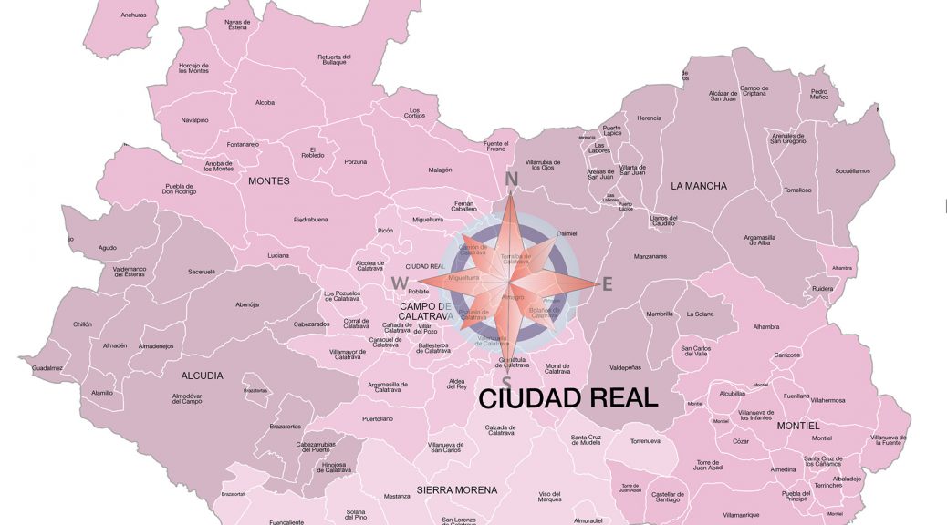 Mapa de municipios y comarcas de Ciudad Real formato vectorial editable