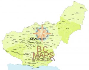 Mapa de municipios y comarcas de Granada formato vectorial editable Mapa de municipios y comarcas de Granada formato vectorial editable