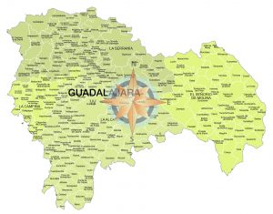 Mapa de municipios y comarcas de Guadalajara formato vectorial editable