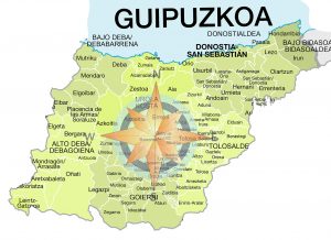 Mapa de municipios y comarcas de Guipuzkoa formato vectorial editable