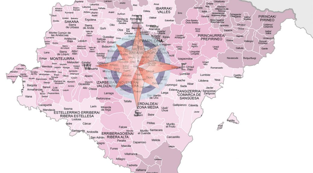 Mapa de municipios y comarcas de Navarra formato vectorial editable