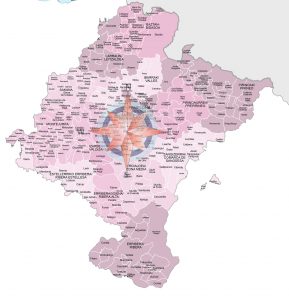 Mapa de municipios y comarcas de Navarra formato vectorial editable