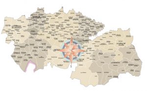 Mapa de municipios y comarcas de Toledo formato vectorial editable