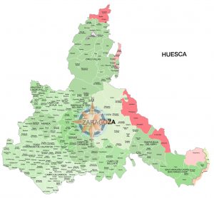 Mapa de municipios y comarcas de Zaragoza formato vectorial editable