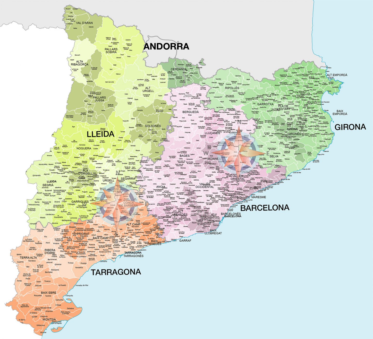 Mapa Mural De Municipios Y Comarcas De Catalu a Foam Magn tico 
