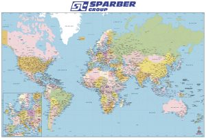 Mapamundi político puertos vade mouse pad sobremesa Sparber 2025