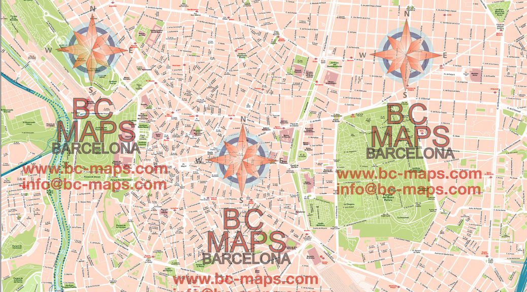 Mapa vectorial editable illustrator centro Madrid Star1rocket 50 70 cm
