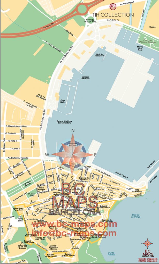 Mapa vectorial illustrator editable Dalta da Vila Eivissa NH