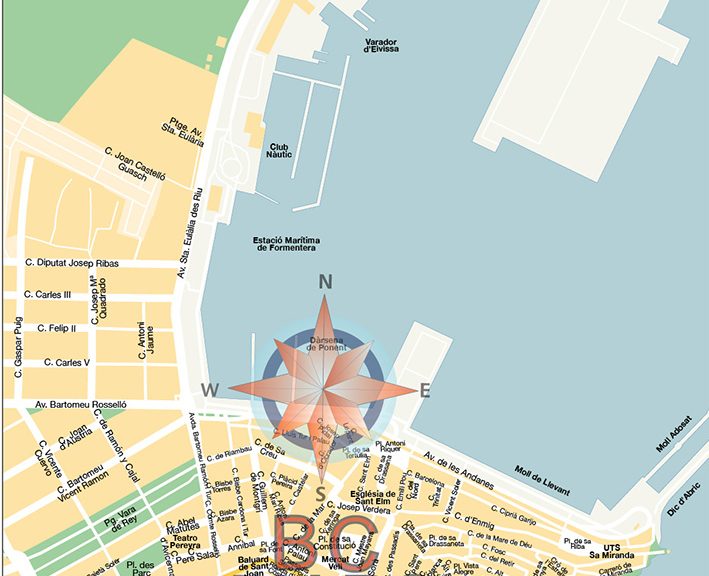 Mapa vectorial illustrator editable Dalta da Vila Eivissa NH