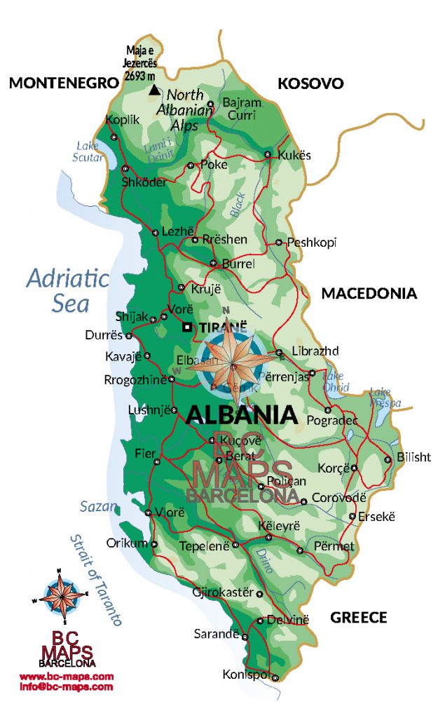Albania mapa vectorial illustrator eps