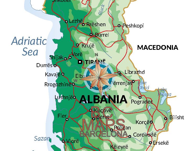 Albania mapa vectorial illustrator eps