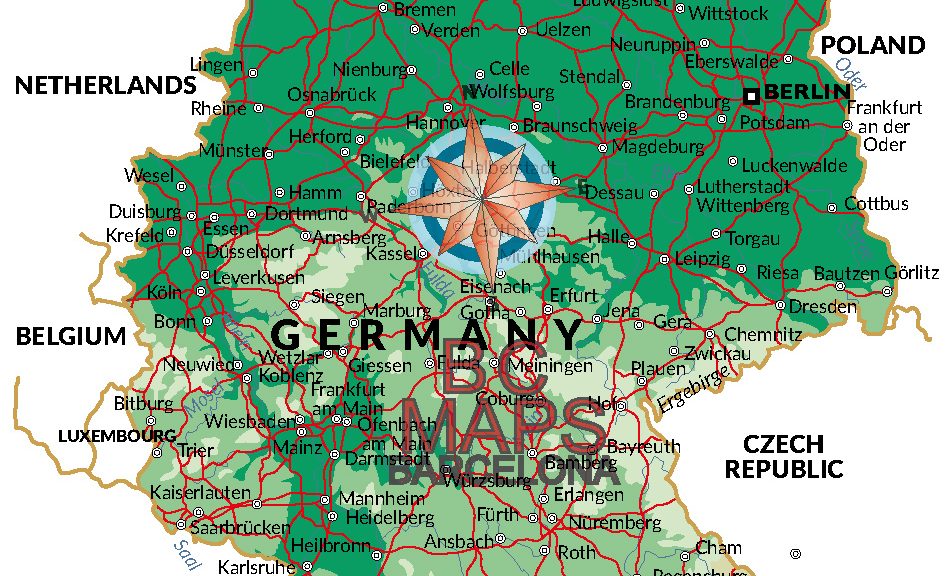 Alemania mapa vectorial illustrator eps