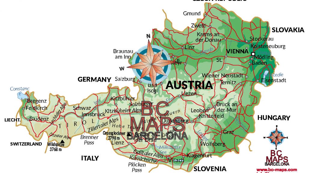 Austria mapa vectorial illustrator eps