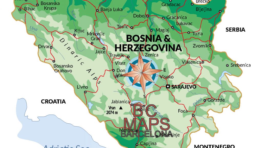Bosnia Herzegovina mapa vectorial illustrator eps