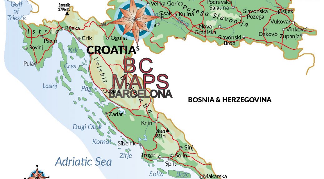 Croacia mapa vectorial illustrator eps