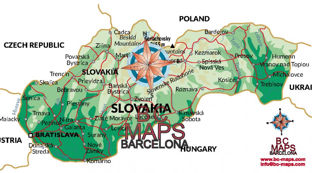 Eslovaquia mapa vectorial illustrator eps